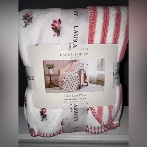 Laura Ashley Pink and White Reversible Throw